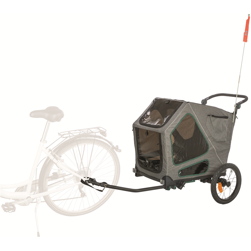 Trixie Dog Fahrrad-Anhänger M 71×95×85/138cm grau/salbei - maximaler Komfort