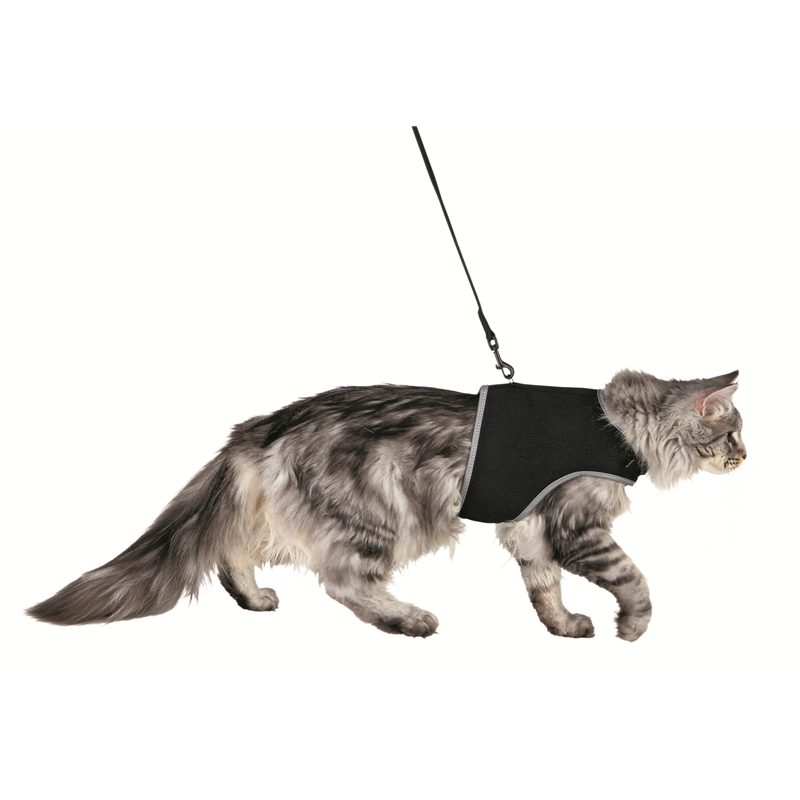 Trixie Softgeschirr mit Leine schwarz XL 36 - 54 cm, Leine 1,20 m