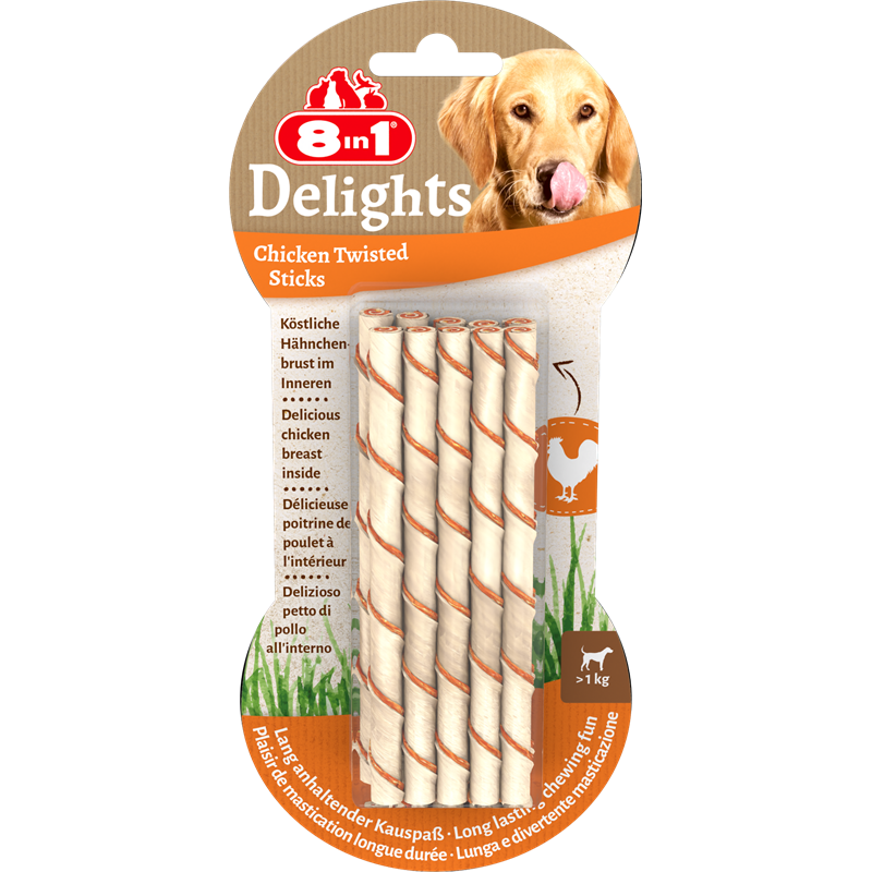 8in1 Delights Chicken Twisted Sticks 55 g