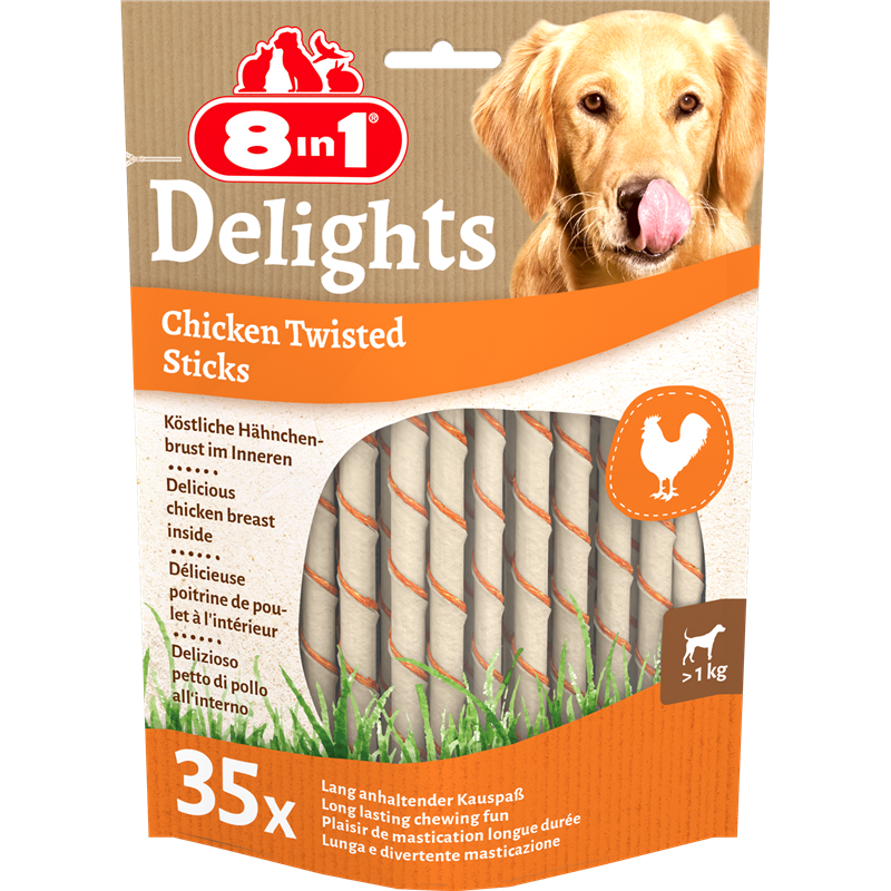 8in1 Delights Chicken Twisted Sticks 190 g