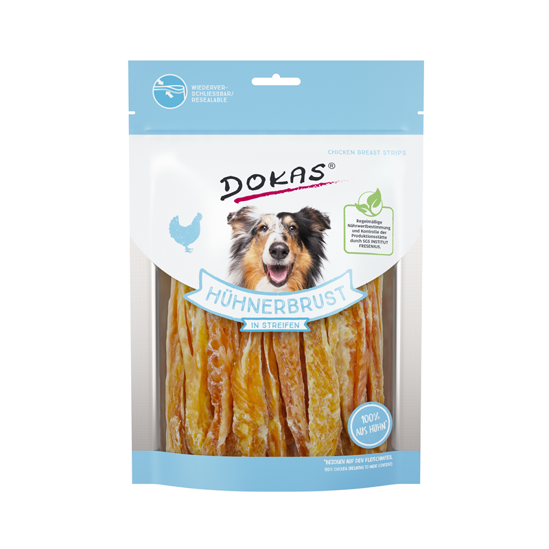 Dokas Hunde Snack Hühnerbrust in Streifen 250 g