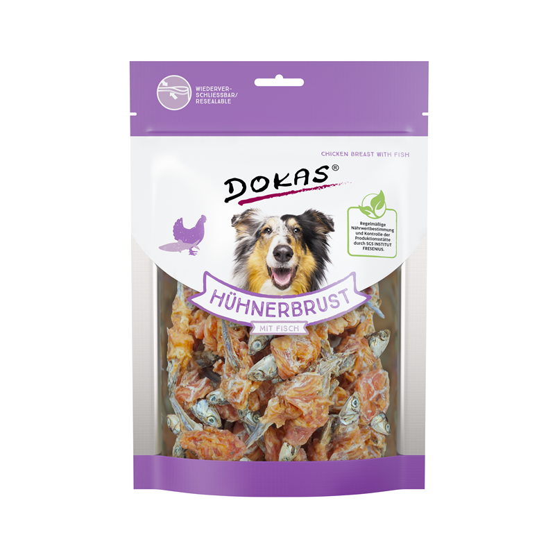 Dokas Hunde Snack Hühnerbrust mit Fisch 220 g