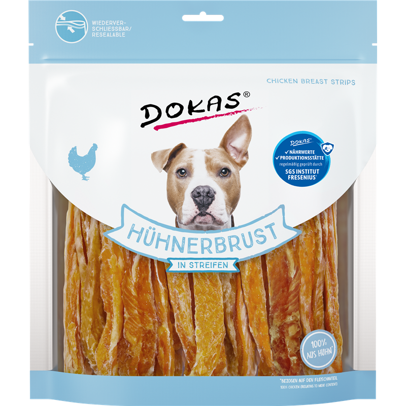Dokas Hunde Snack Hühnerbrust in Streifen 500g
