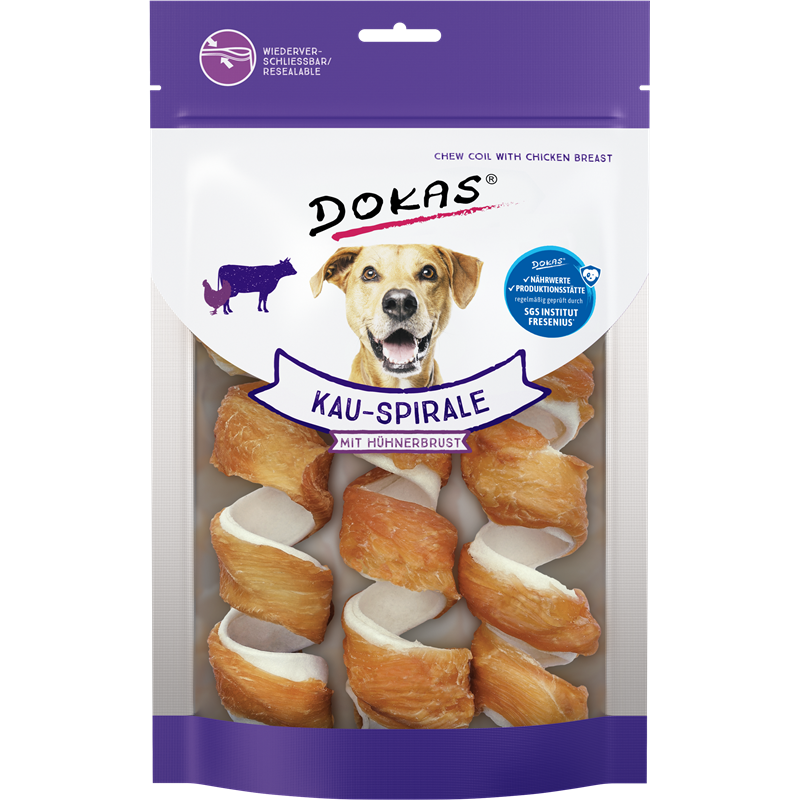 Dokas Hunde Snack Kauspirale mit Hühnerbrustfilet 110g