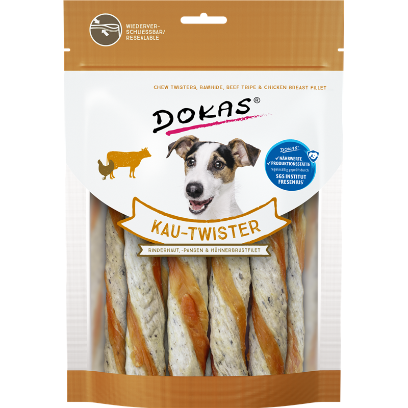 Dokas Kau-Twister Rinderhaut, Pansen & Hühnerbrust 200 g