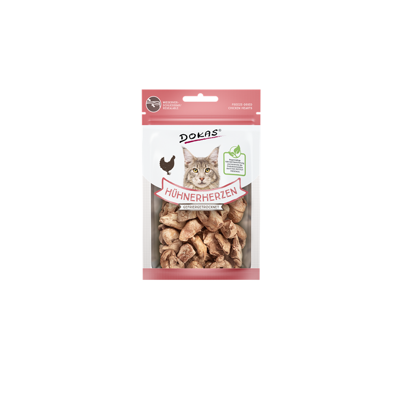 Dokas Cat Snack Hühnerherzen gefriergetr. 15g