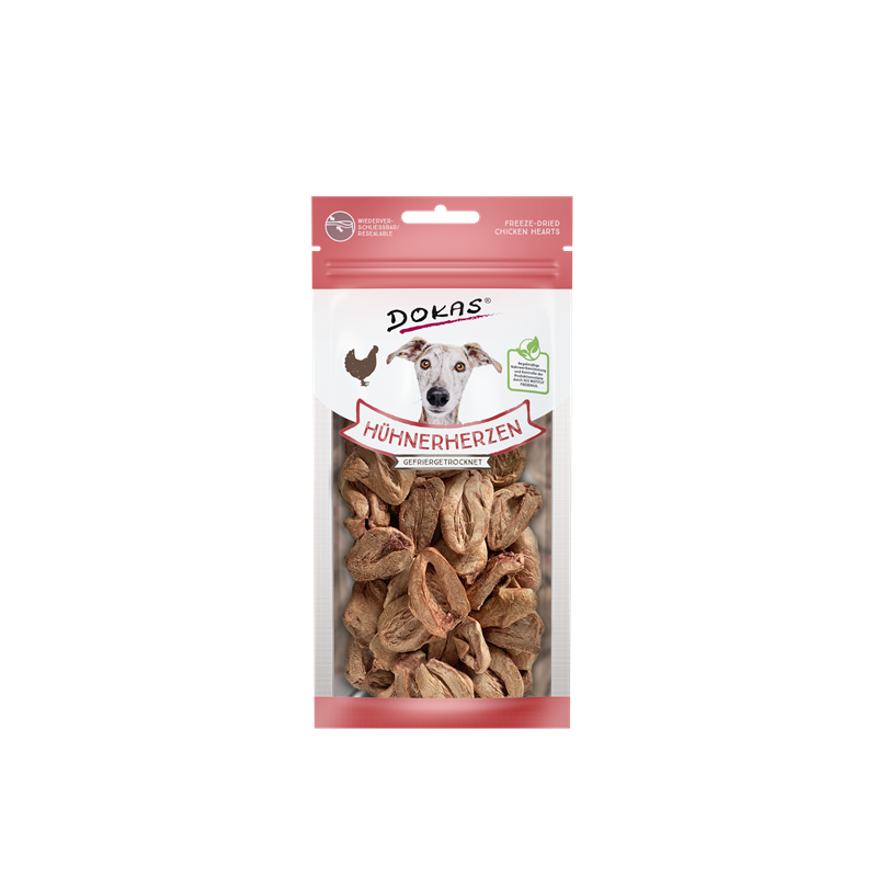 Dokas Dog Snack Hühnerherzen gefriergetr. 22g