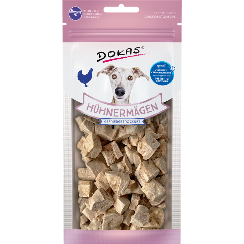 Dokas Dog Snack Hühnermägen gefriergetr. 22g