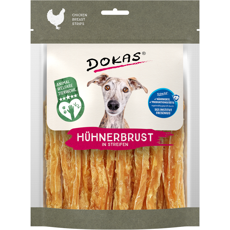 Dokas Hunde Snack Hühnerbrust in Streifen 170 g