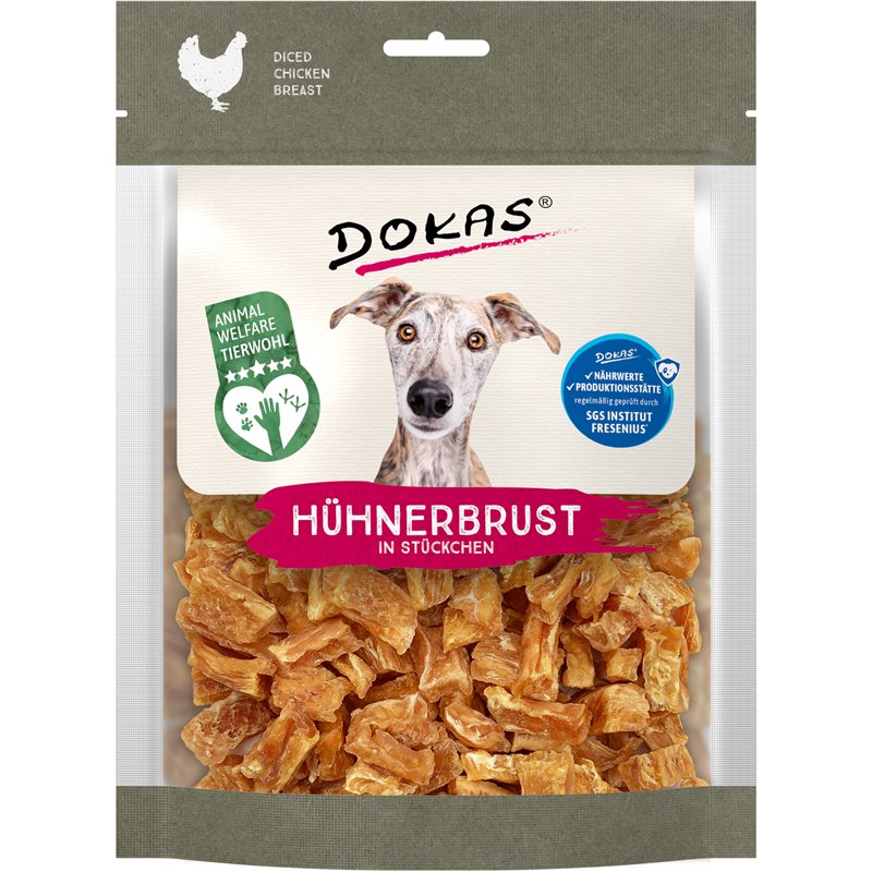 Dokas Hunde Snack Hühnerbrust in Stückchen 170 g