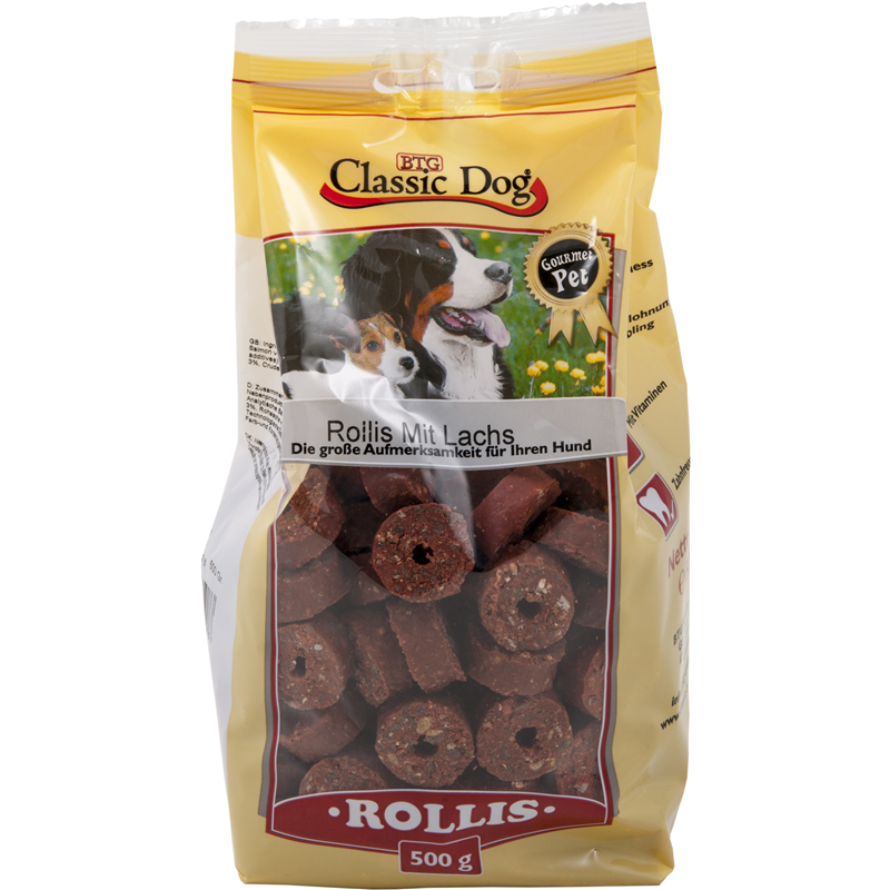 Classic Dog Snack Rollis mit Lachs 500g