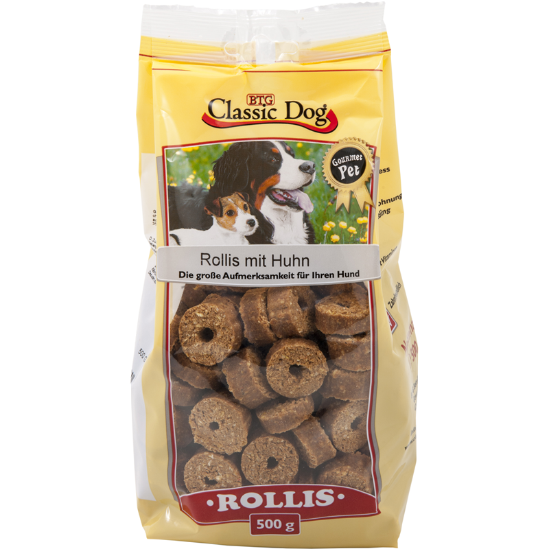 Classic Dog Snack Rollis mit Huhn 500g