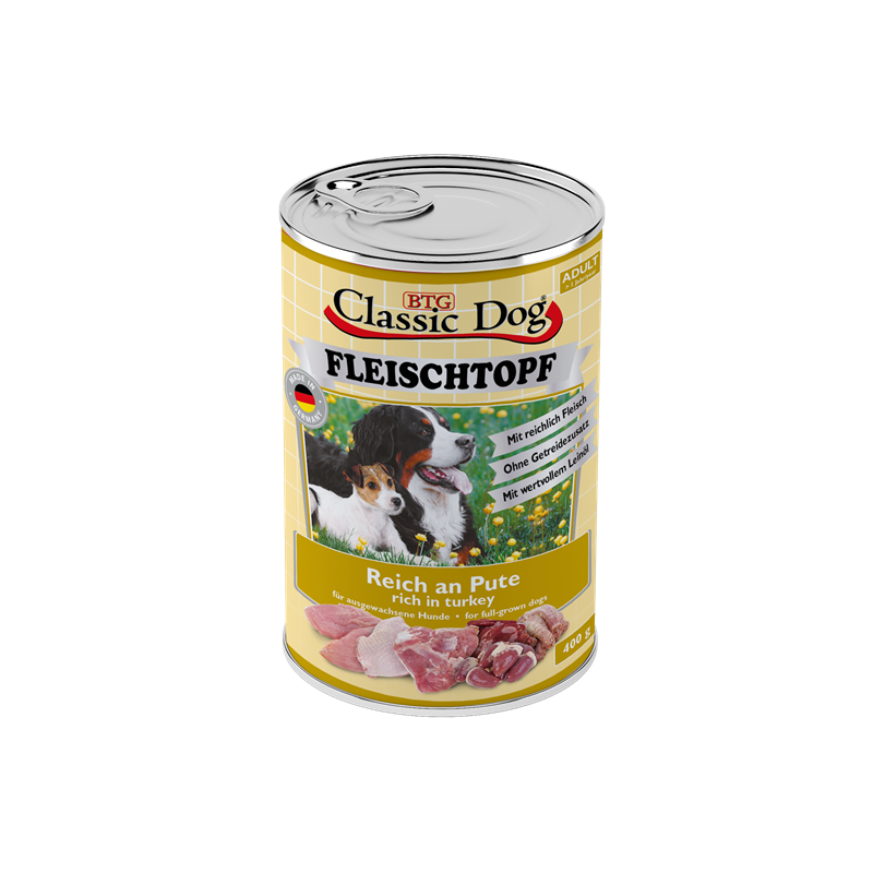 Classic Dog Dose Adult Fleischtopf Reich an Pute 400 g