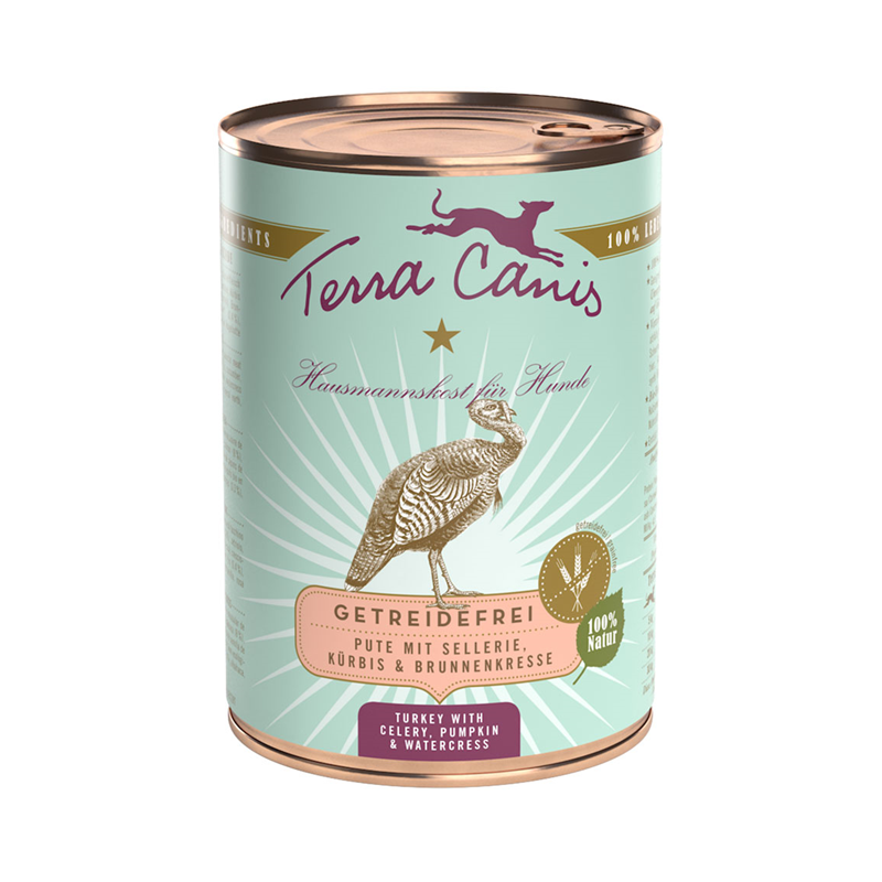 Terra Canis Dose getreidefrei Pute mit Sellerie, Kürbis und Brunnenkresse 400 g