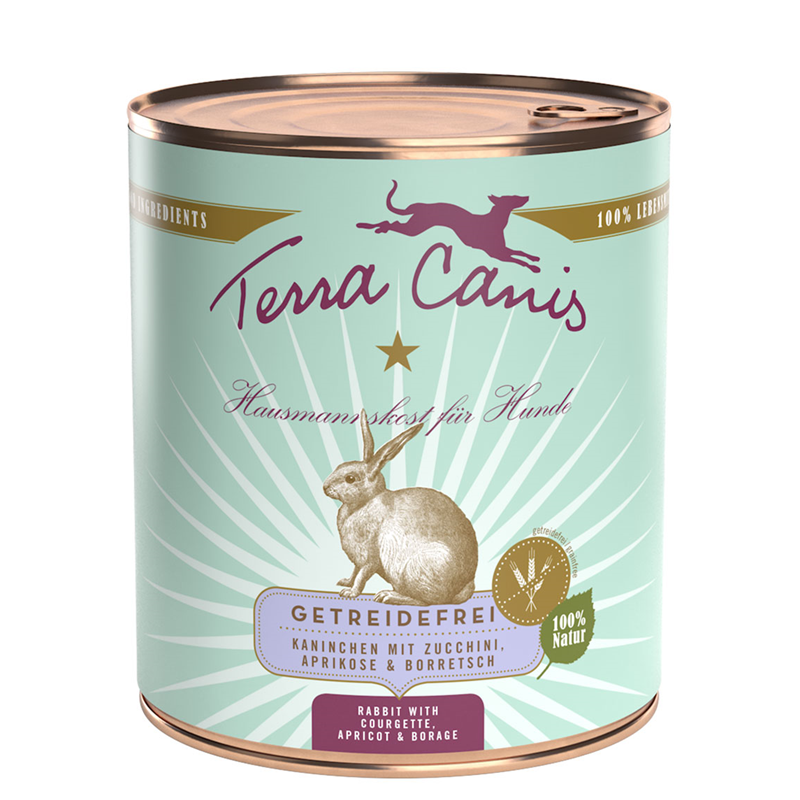 Terra Canis Dose Kaninchen mit Zucchini, Aprikose und Bohnenkraut getreidefrei 800 g