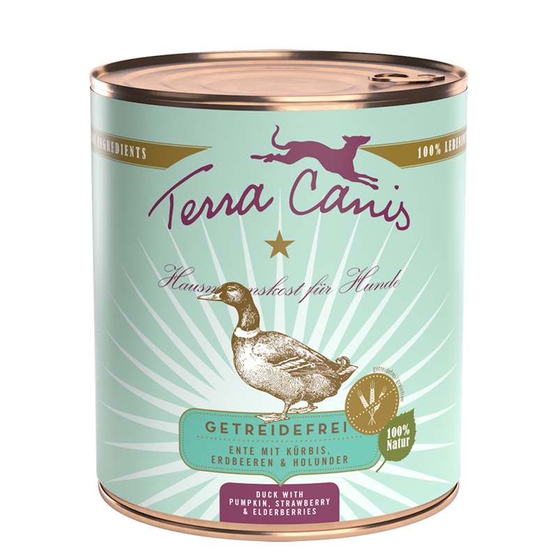 Terra Canis Dose getreidefrei Ente mit Kürbis, Erdbeere und Holunder 800 g