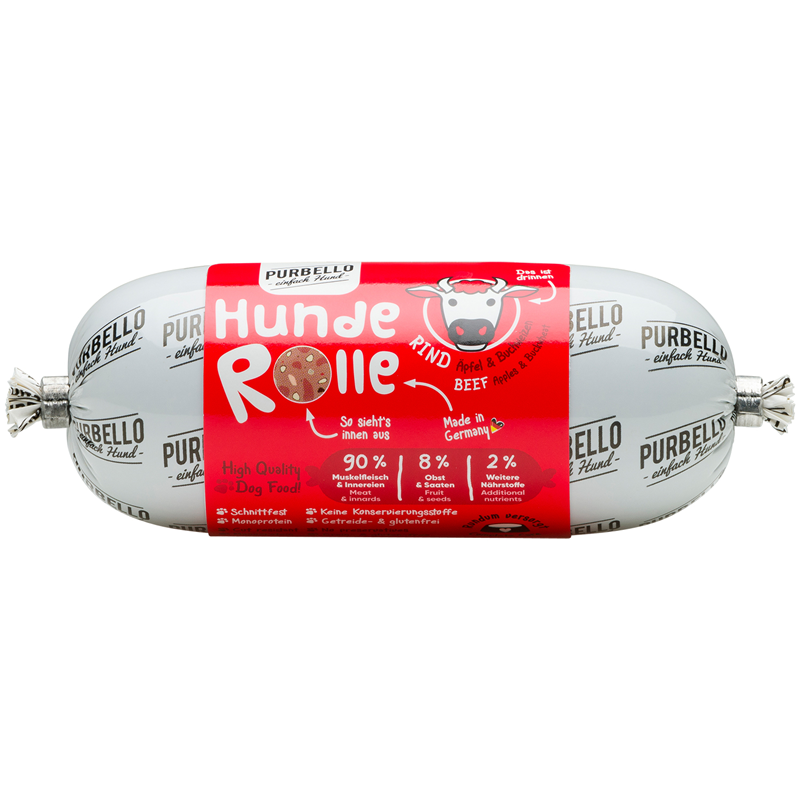 Purbello HundeRolle Rind mit Äpfeln & Buchweizen 200g