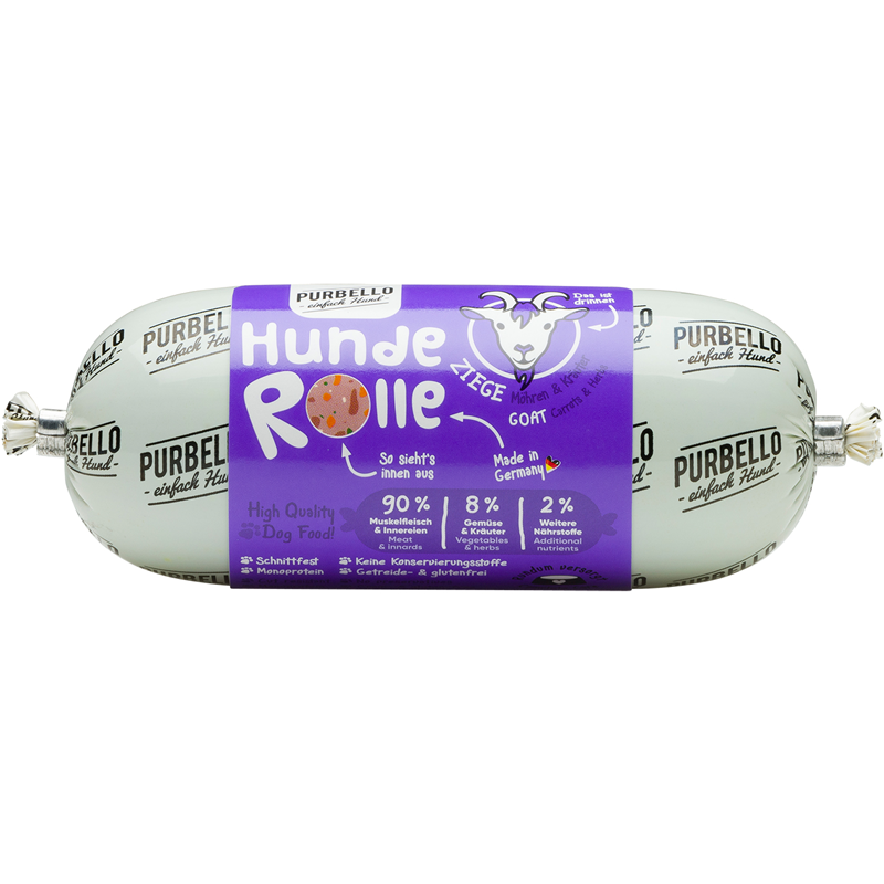 Purbello HundeRolle Ziege mit Möhren & Kräutern 200g