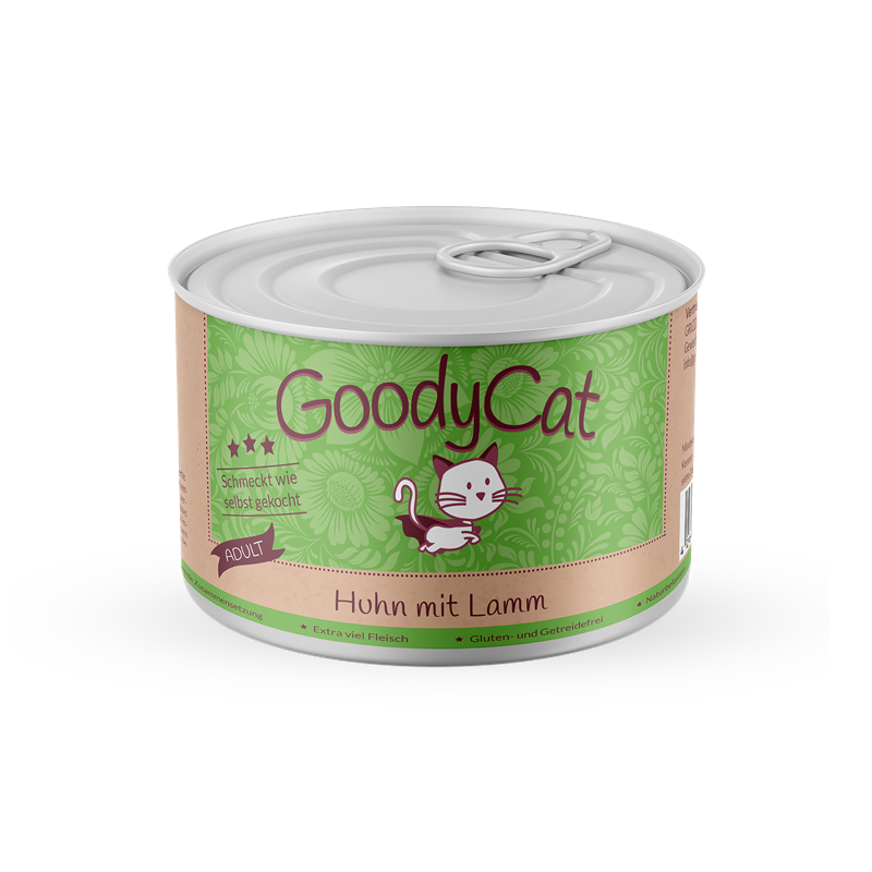 GoodyCat Dose Adult Huhn mit Lamm, Kürbis und Tomate 180 g