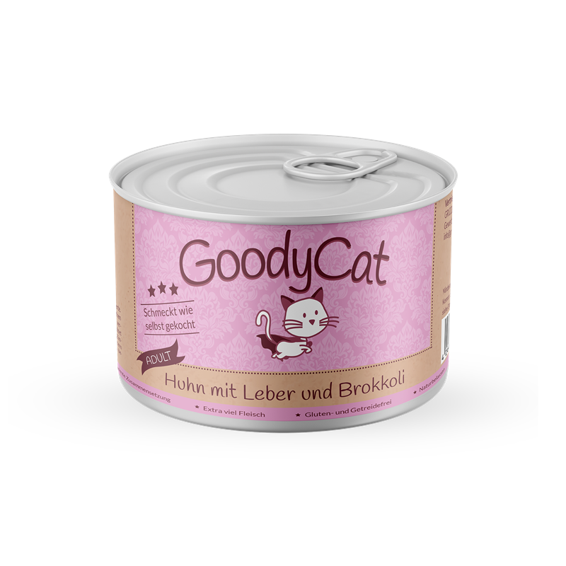 GoodyCat Dose Adult Huhn mit Leber, Julienne - Karotten & Brokkoli 180 g