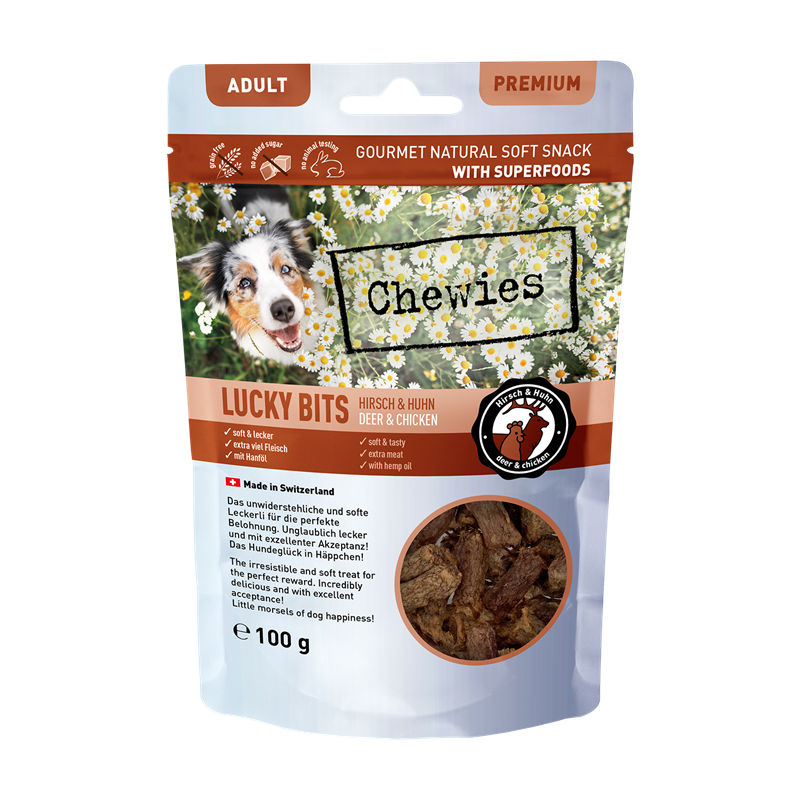 Chewies Lucky Bits Hirsch & Huhn Adult 100g