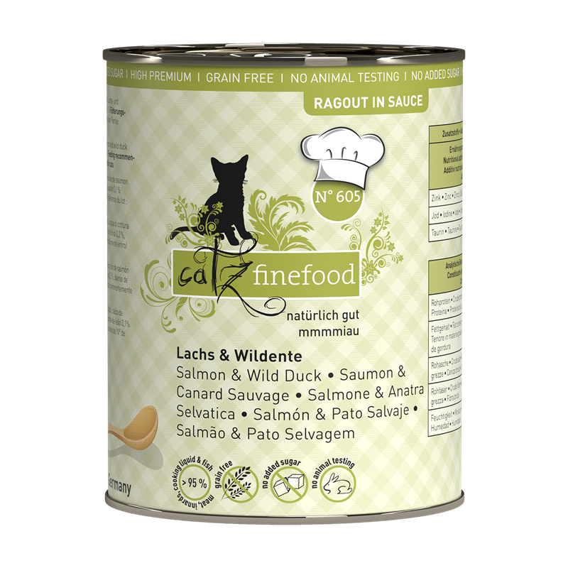 catz finefood Ragout No.605 Lachs & Wildente 380g