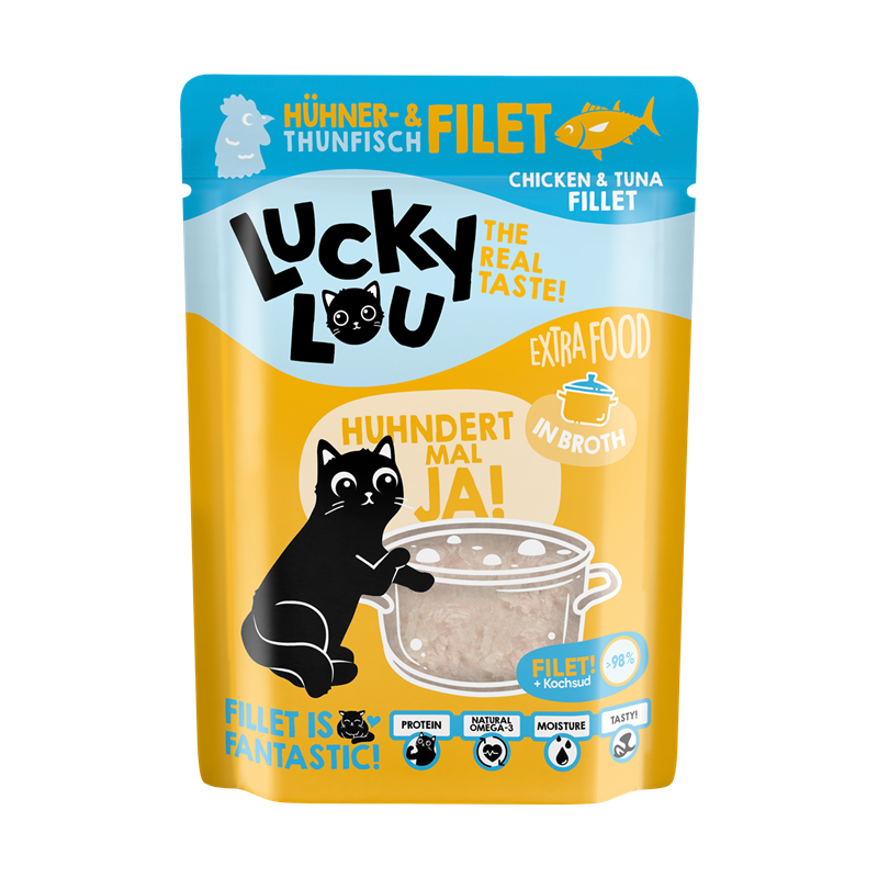 Lucky Lou Extra Food Hühner- & Thunfischfilet in Sud 70g Pouchbeutel