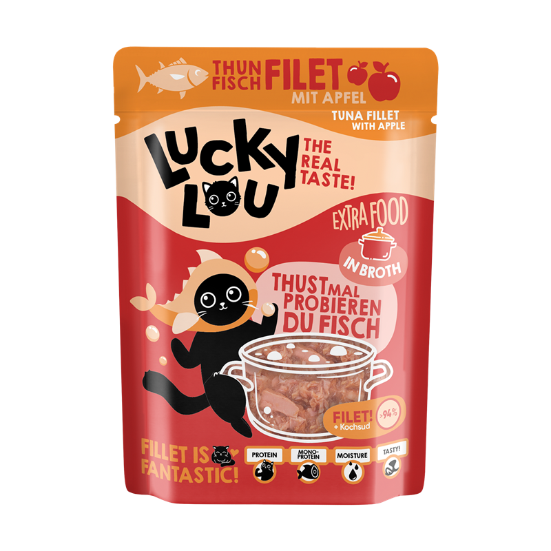 Lucky Lou Extra Food Thunfisch mit Apfel in Sud 70g Pouchbeutel