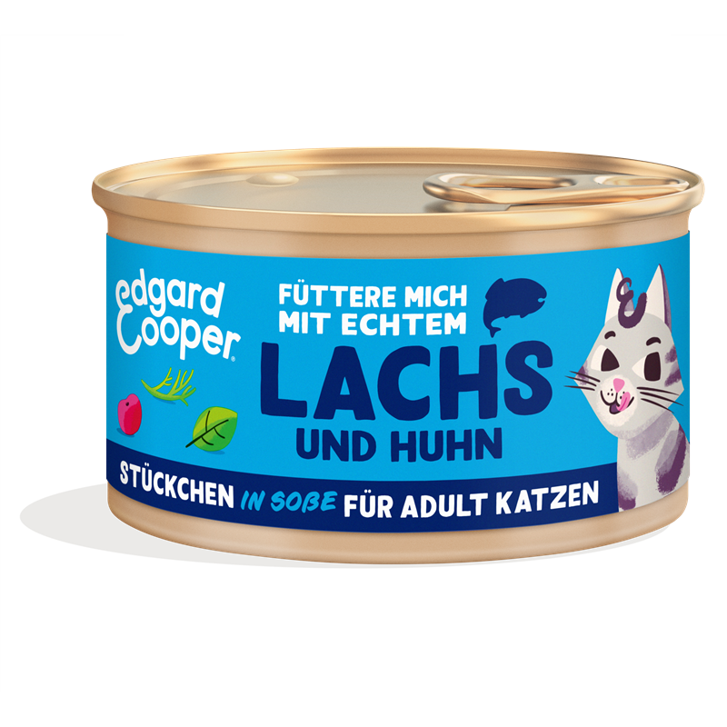 Edgard & Cooper Stückchen in Soße Adult Pazifischer Lachs und Freilaufhuhn mit Cranberrys, Basilikum