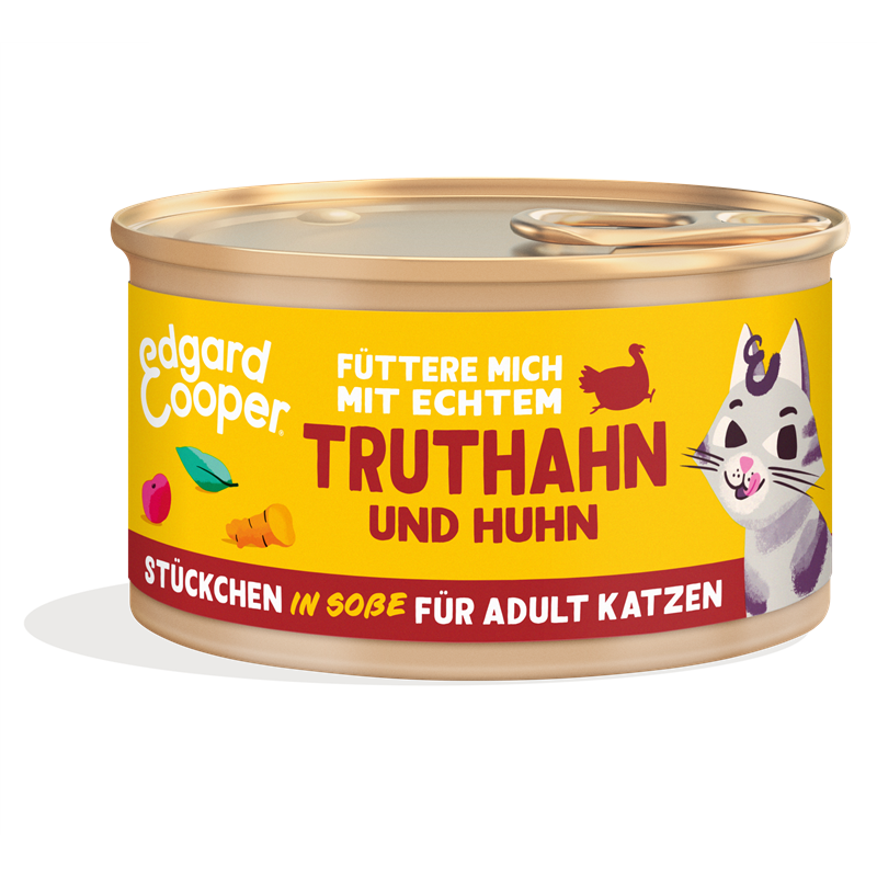 Edgard & Cooper Stückchen in Soße Adult Freilauftruthahn und Freilaufhuhn mit Cranberrys, Salbei und