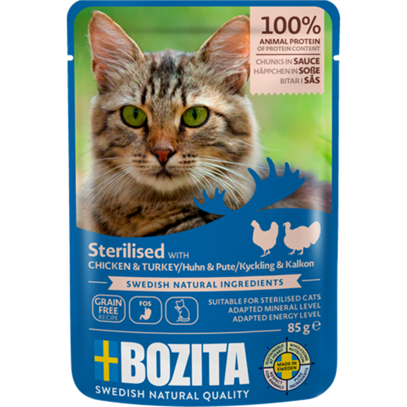 Bozita Sterilised Häppchen in Sauce mit Huhn und Pute 85 g Pouch
