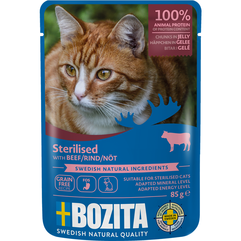 Bozita Sterilised Häppchen in Gelee mit Rind 85 g Pouch