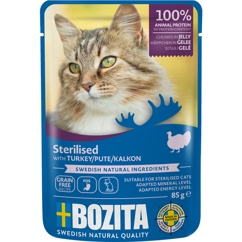 Bozita Sterilised Häppchen in Gelee mit Pute 85 g Pouch