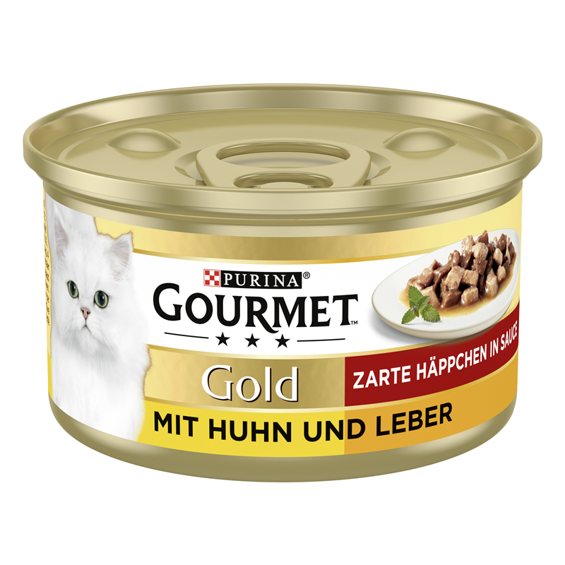 Gourmet Dose Gold Häppchen Sauce Huhn & Leber 85g