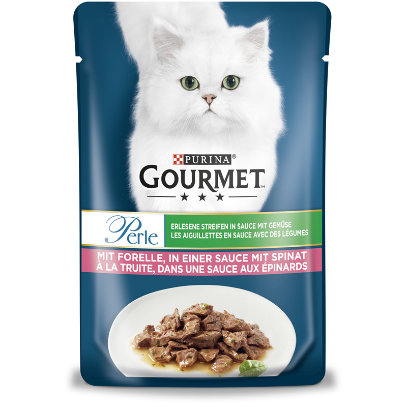 Gourmet Portionsbeutel Perle Erlesene Streifen Forelle & Spinat 85 g