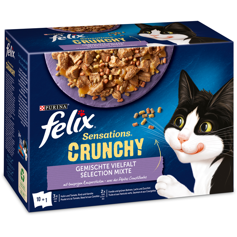 Felix Portionsbeutel Multipack Sensations Crunchy mit Gemüse 12x85g