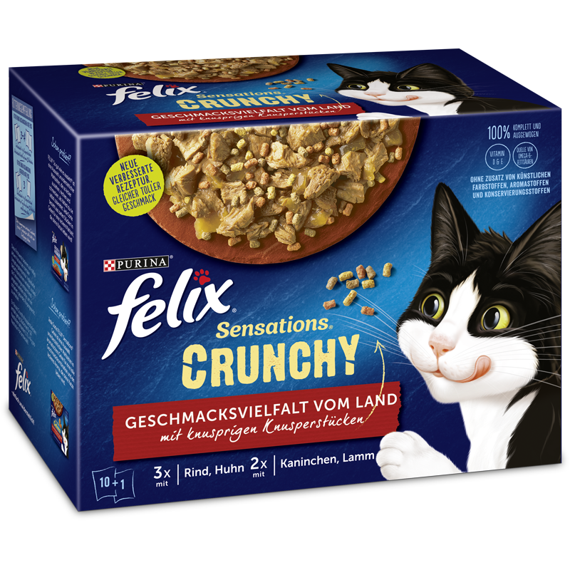 Felix Portionsbeutel Multipack Sensations Crunchy vom Land 12x85g