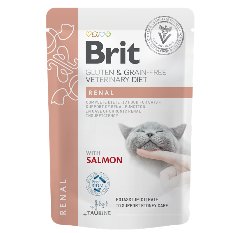 Brit Grain & Gluten-Free Veterinary Diet - Cat Pouch - Fillets in Gravy - Renal 85g