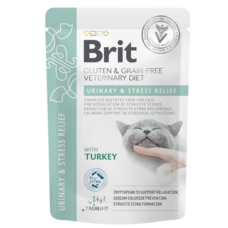 Brit Grain & Gluten-Free Veterinary Diet - Cat Pouch - Fillets in Gravy - Urinary & Stress Relie 85g